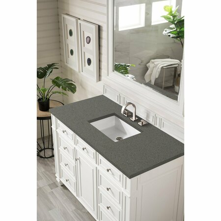 James Martin Vanities Bristol 48in Single Vanity, Bright White w/ 3 CM Grey Expo Quartz Top 157-V48-BW-3GEX